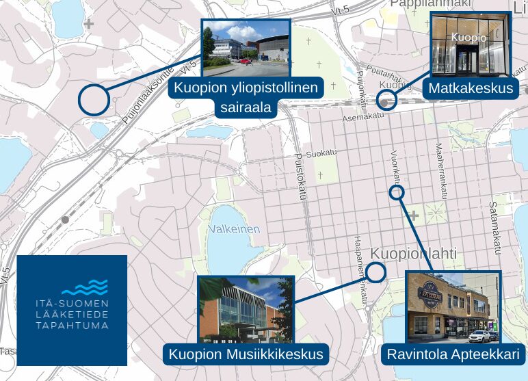 Tapahtumapaikat Kuopiossa kartalla