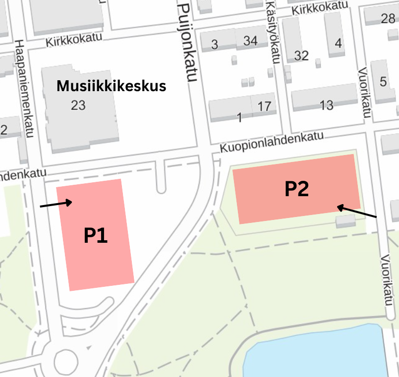 Kartta pysäköintialueista